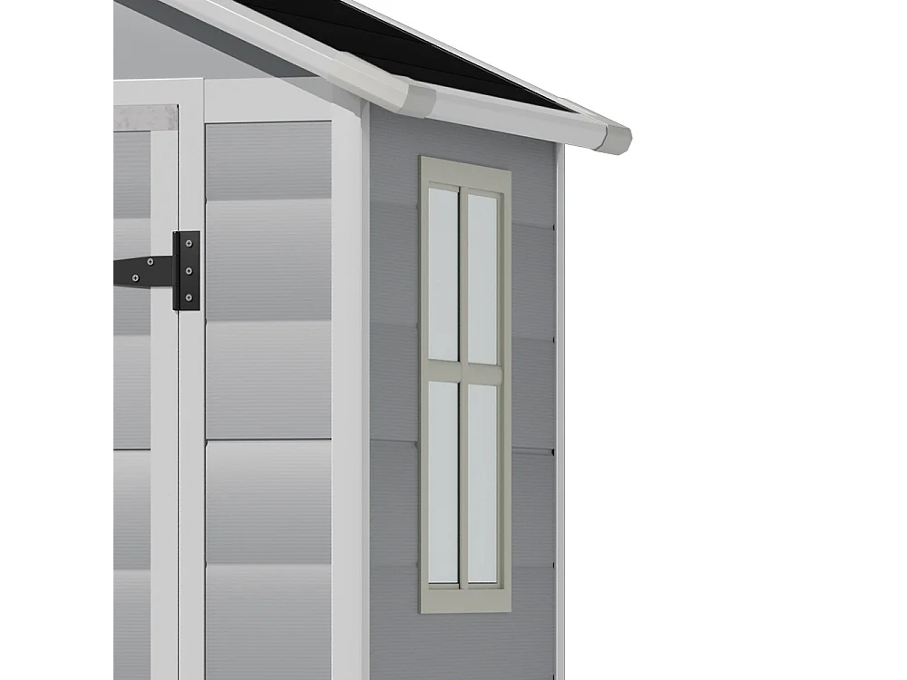 4 x 3 ft Black & Grey Apex Roof Plastic Garden Shed with Floor