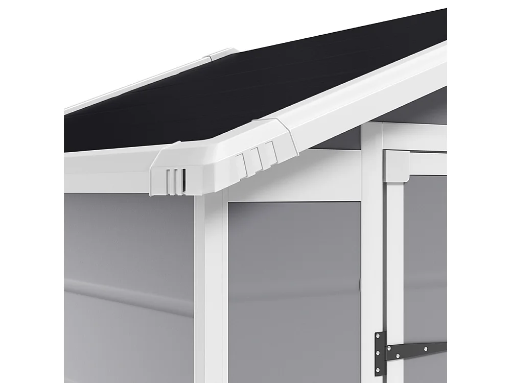 6 x 4.4 ft Apex Roof Plastic Garden Shed with Window & Floor - Black & Grey