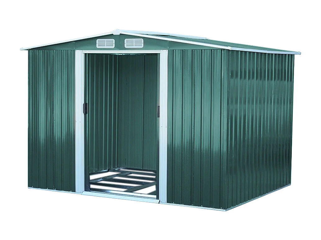 10 x 8 ft Large Metal Garden Storage Shed with Apex Roof - Green