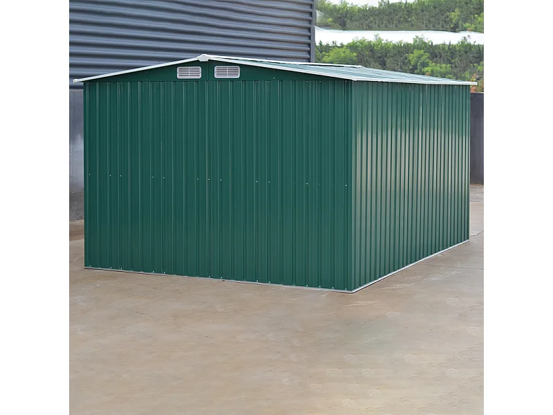 10 x 8 ft Large Metal Garden Storage Shed with Apex Roof - Green
