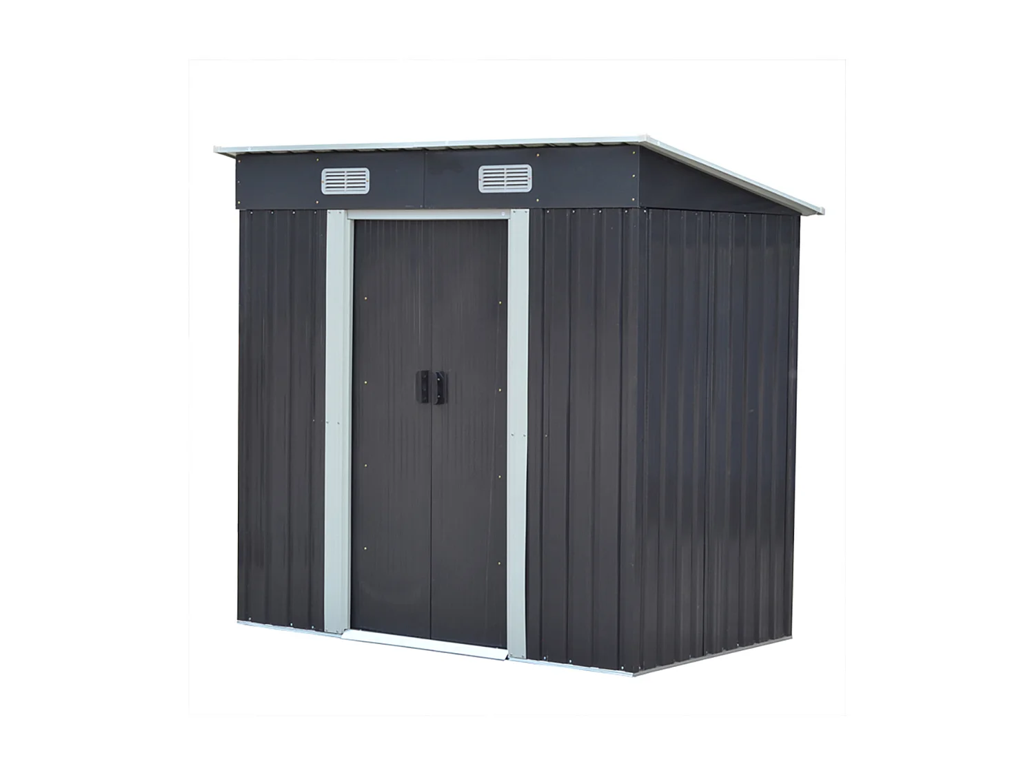 4 x 6 ft Pent Roof Metal Garden Storage Shed - Charcoal Black