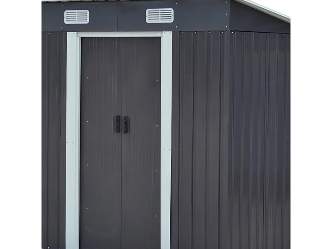 4 x 6 ft Pent Roof Metal Garden Storage Shed - Charcoal Black