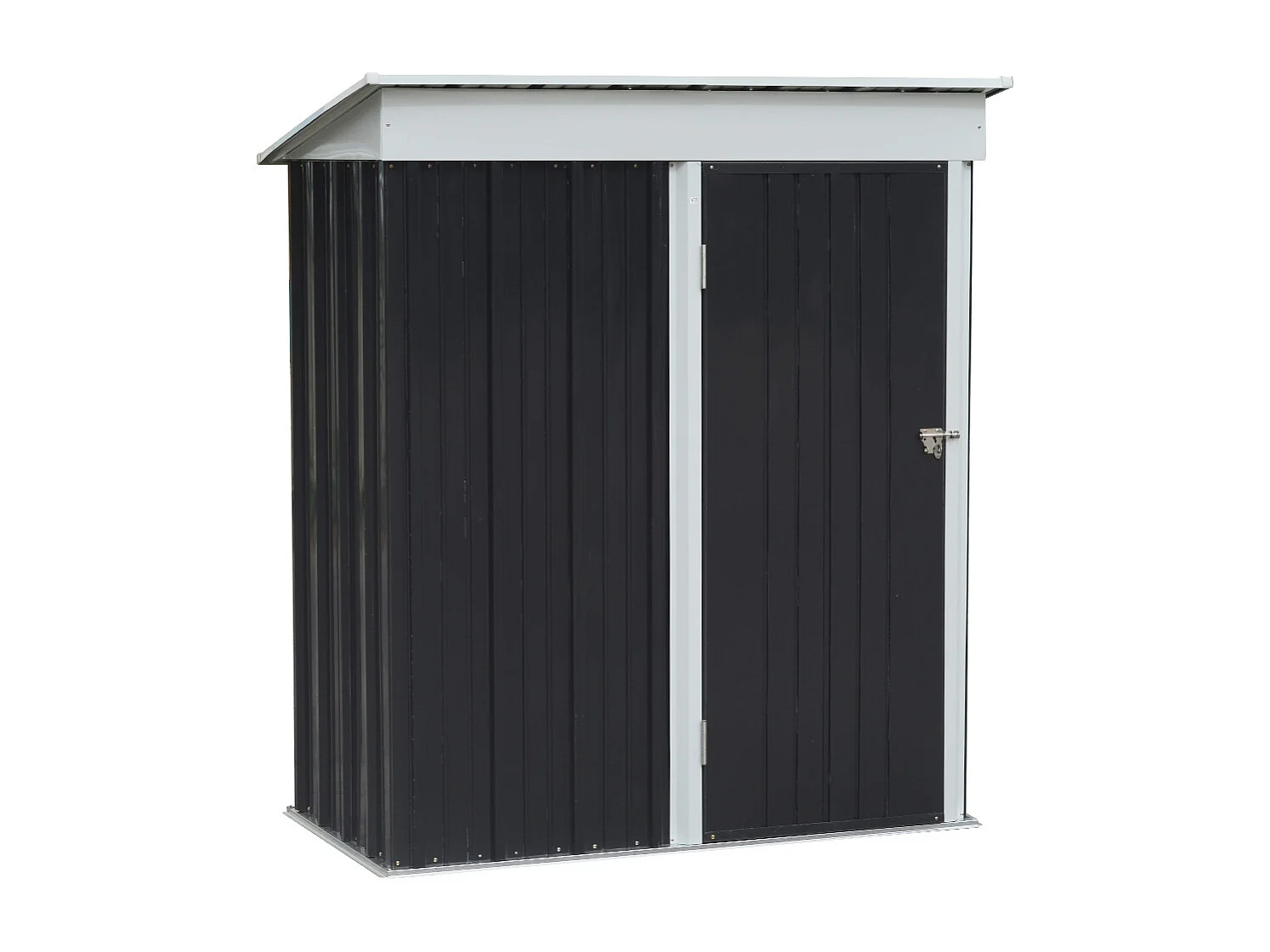 3 x 5 ft Charcoal Black Pent Roof Garden Shed with Lockable Door & Shelves