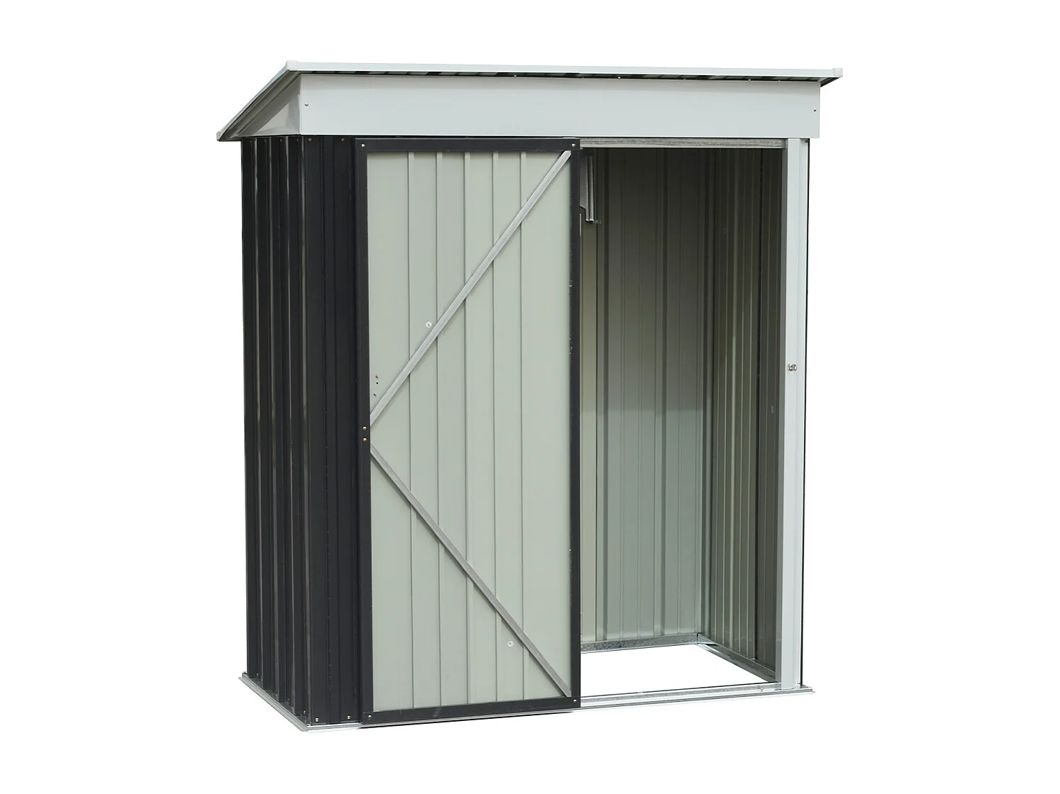 3 x 5 ft Charcoal Black Pent Roof Garden Shed with Lockable Door & Shelves