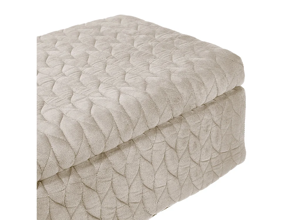 Beige Upholstered Storage Vanity Stool with Metal Legs
