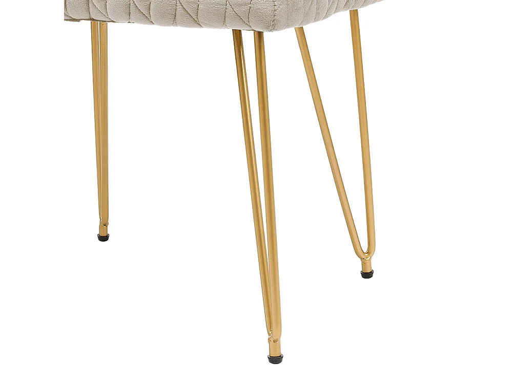 Beige Upholstered Storage Vanity Stool with Metal Legs