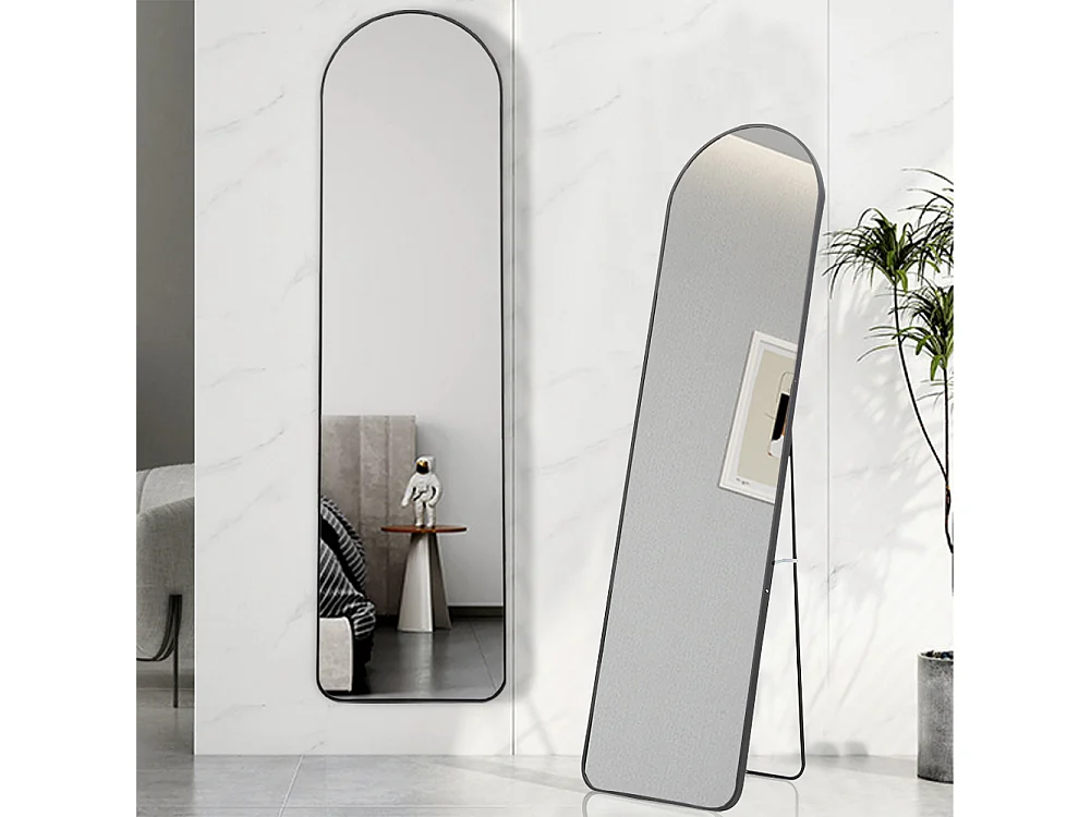 150cm Arched Full Length Floor Mirror - Black