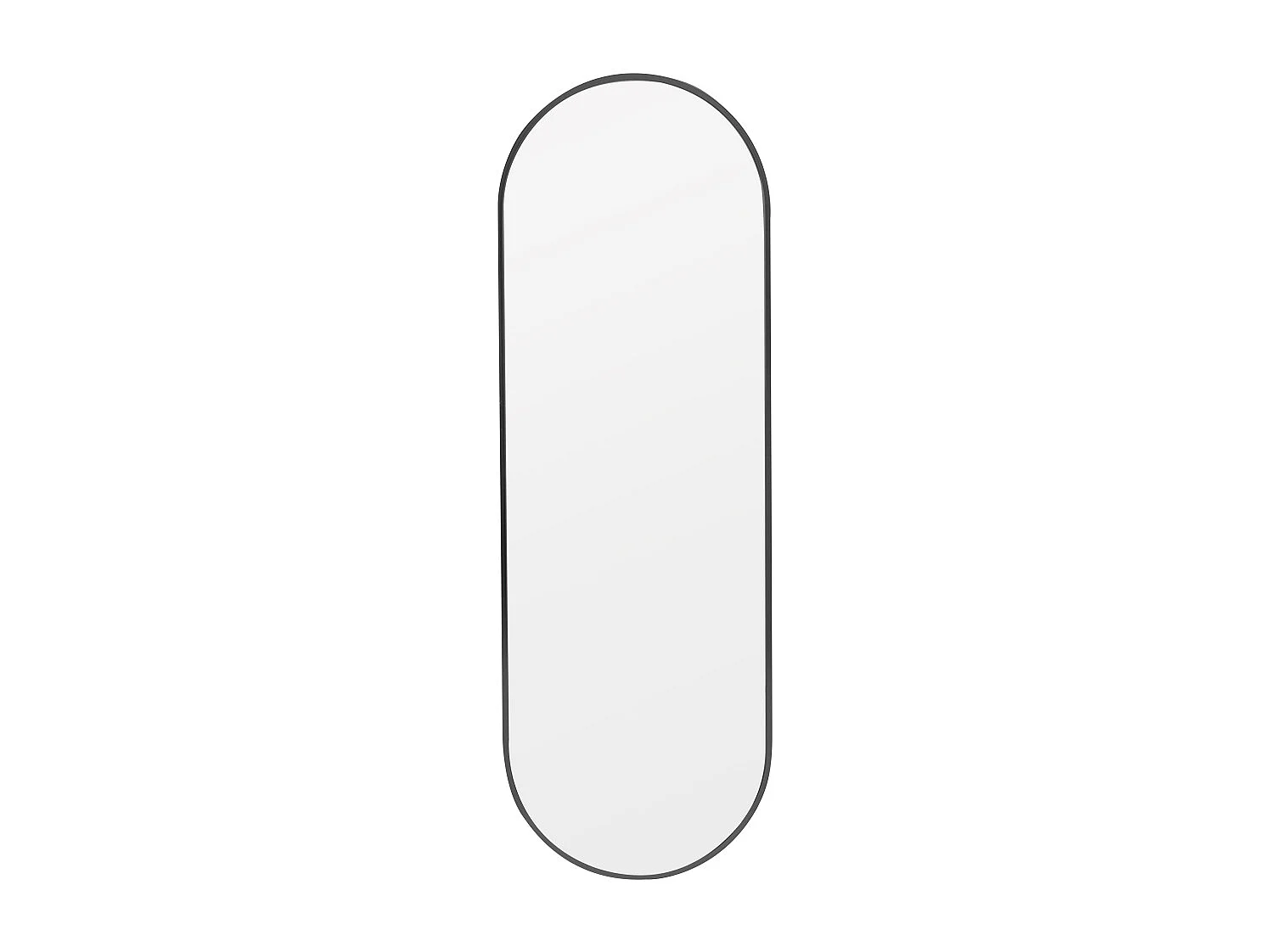 Modern Oval Metal Full Length Wall Mirror - 50 x 160cm - Black