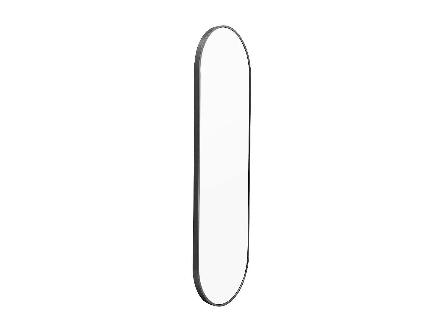 Modern Oval Metal Full Length Wall Mirror - 50 x 160cm - Black