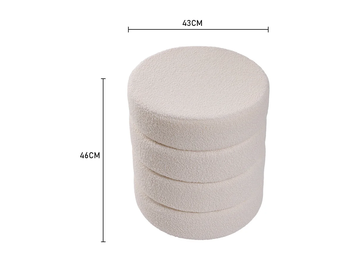 White Teddy Bear Fur Footstool