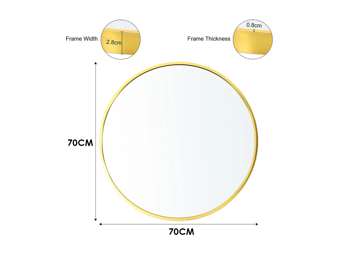 70cm Gold Nordic Round Wall Mirror