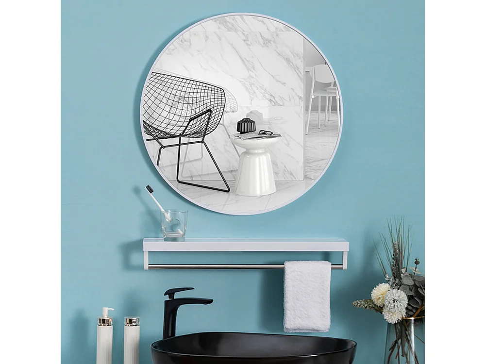 40cm White Nordic Round Wall Mirror