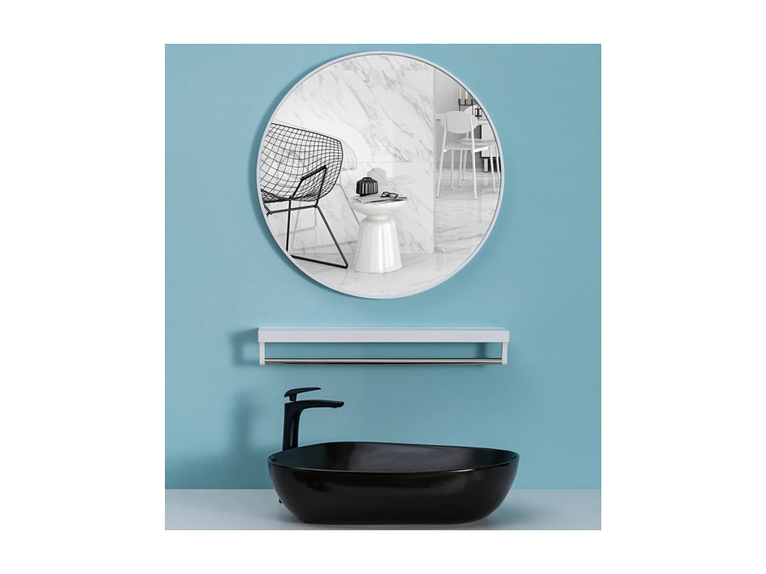 40cm White Nordic Round Wall Mirror