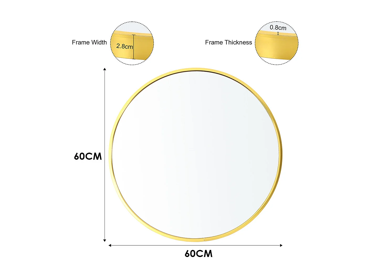 60cm Gold Nordic Round Wall Mirror