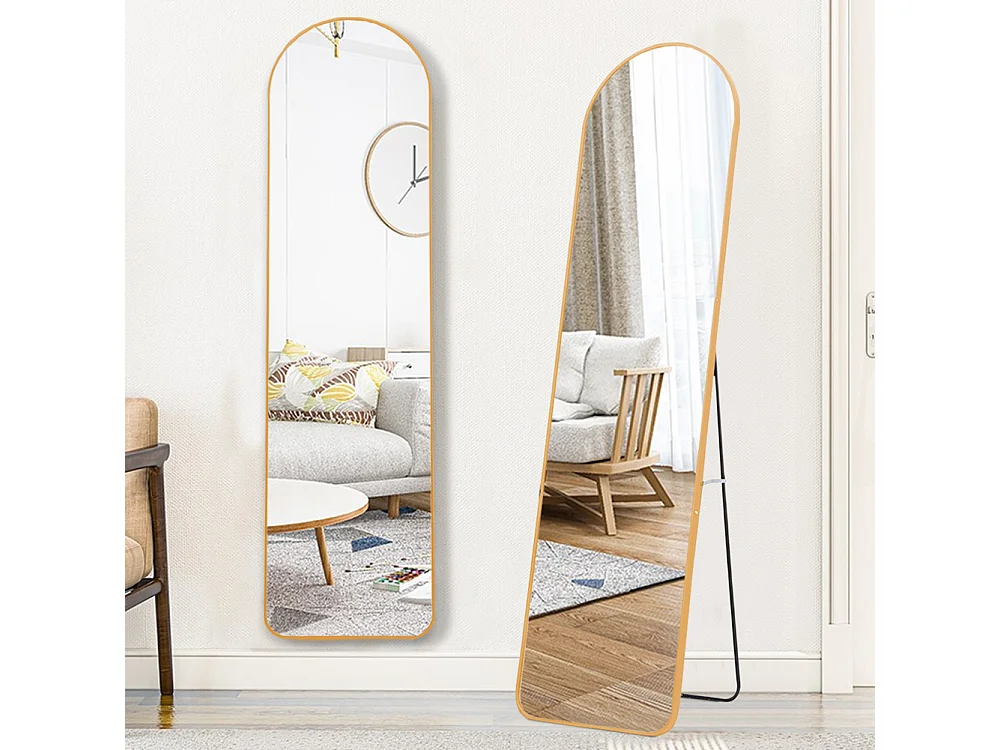 150cm Arched Full Length Floor Mirror - Gold