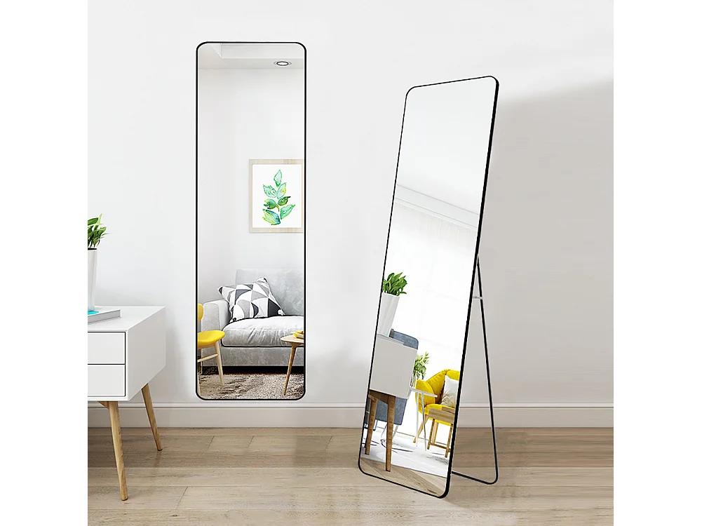 Full Length Metal Floor Mirror with Rounded Corners - 45 x 155cm