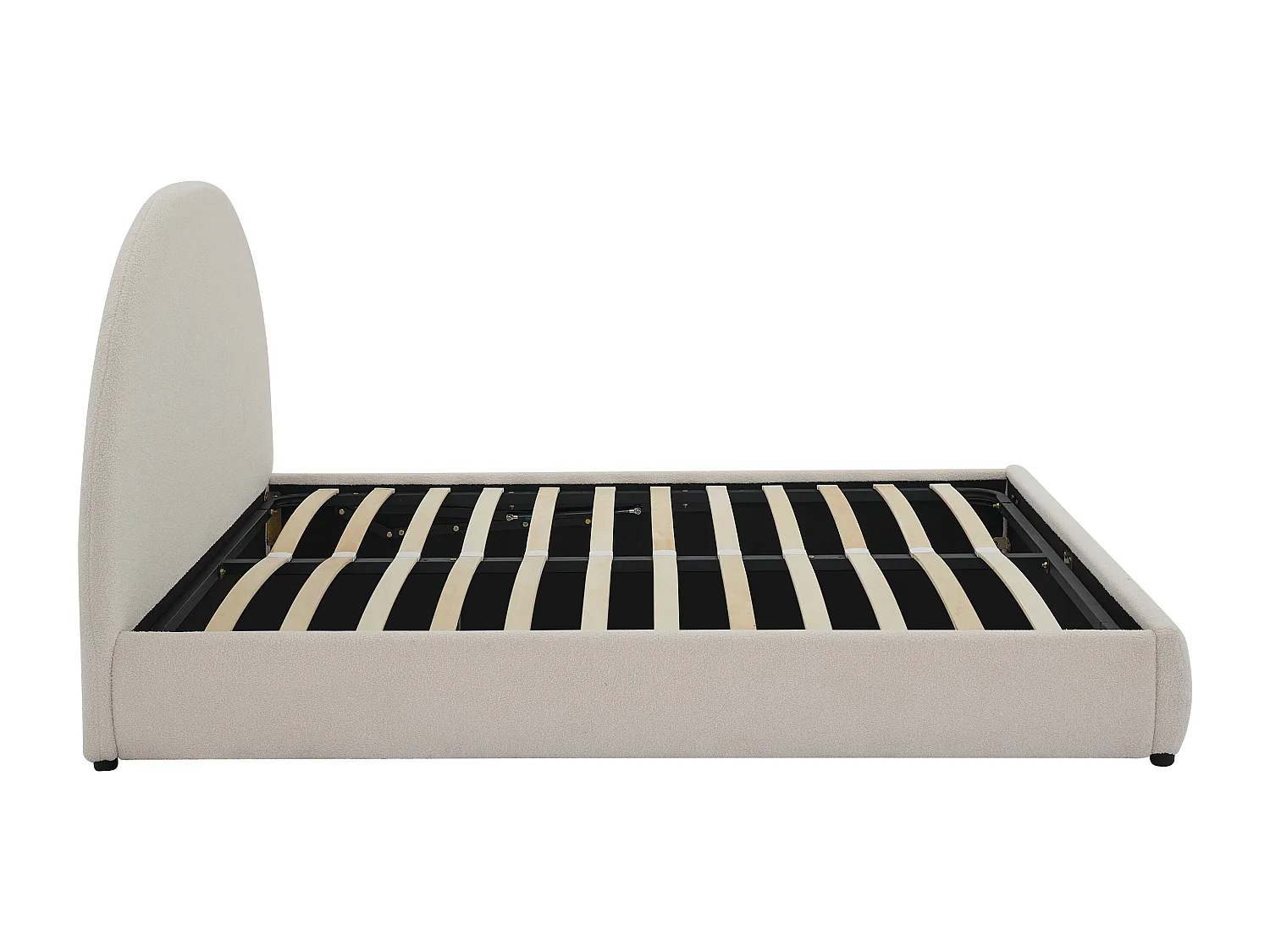 Lit coffre 140 x 200 cm - Tissu bouclette - Crème + Matelas - LIRIMO