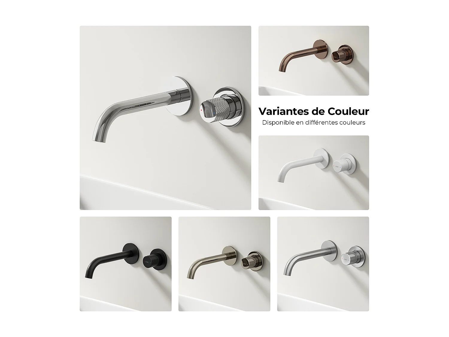 EMKE Mitigeur de lavabo mural encastrable bi-trou chromé laiton cartouche céramique L.18 cm