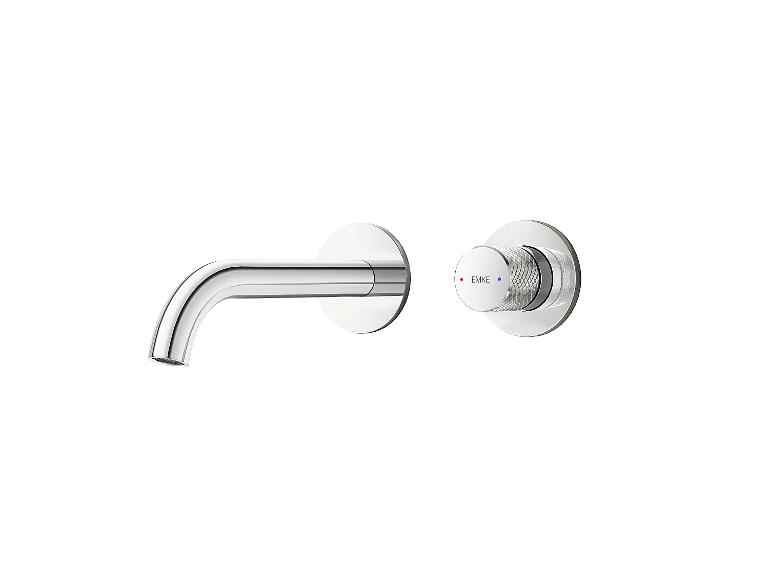 EMKE Tweegats inbouw-wastafelkraan voor wandmontage, chroom, messing, keramisch binnenwerk, L. 18 cm