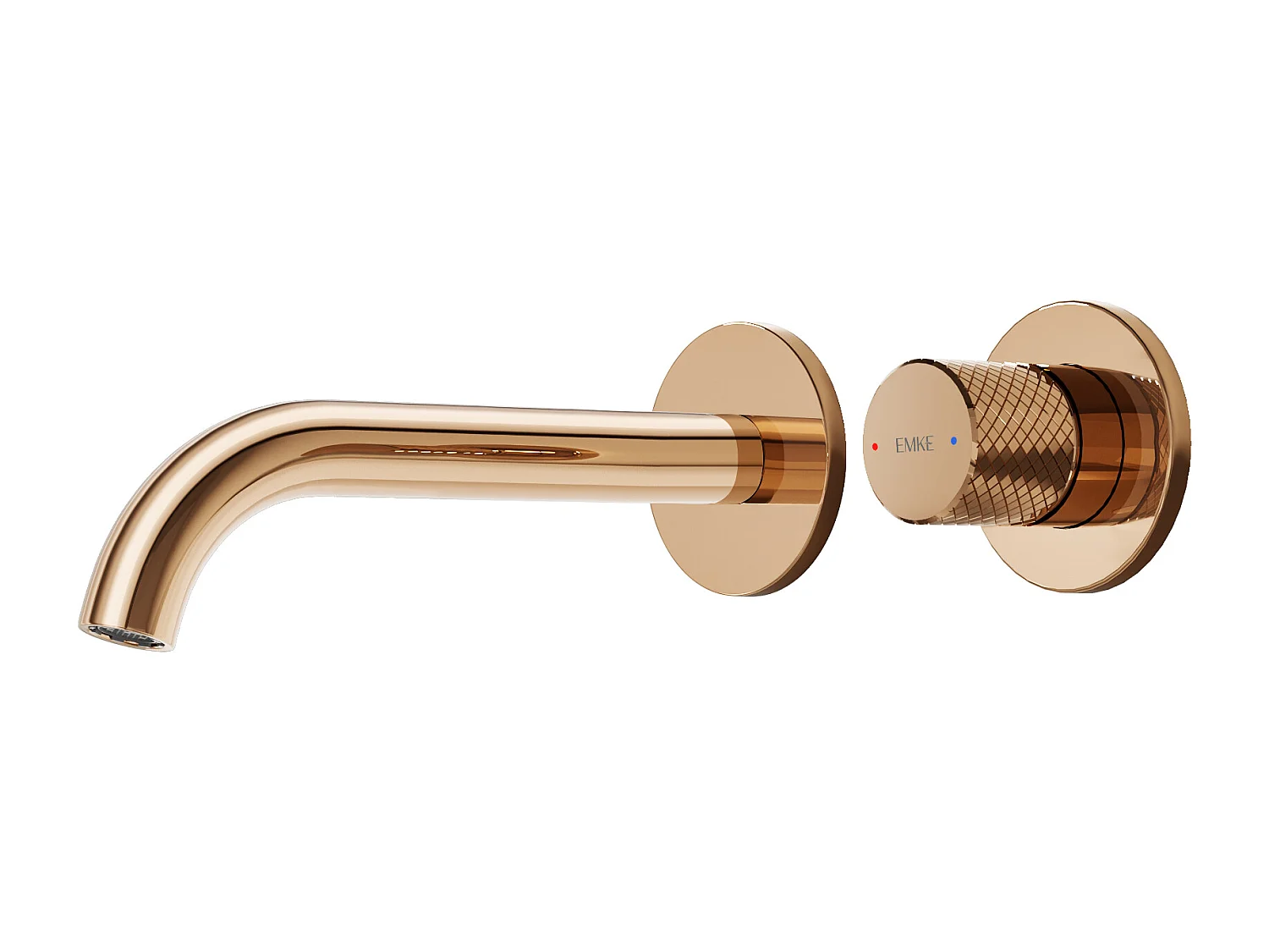 EMKE inbouw wastafelkraan 2-gats wandkraan mengkraan messing keramisch binnenwerk roségoud L.18 cm