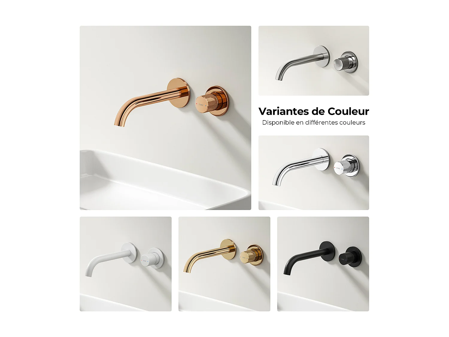 EMKE inbouw wastafelkraan 2-gats wandkraan mengkraan messing keramisch binnenwerk roségoud L.18 cm