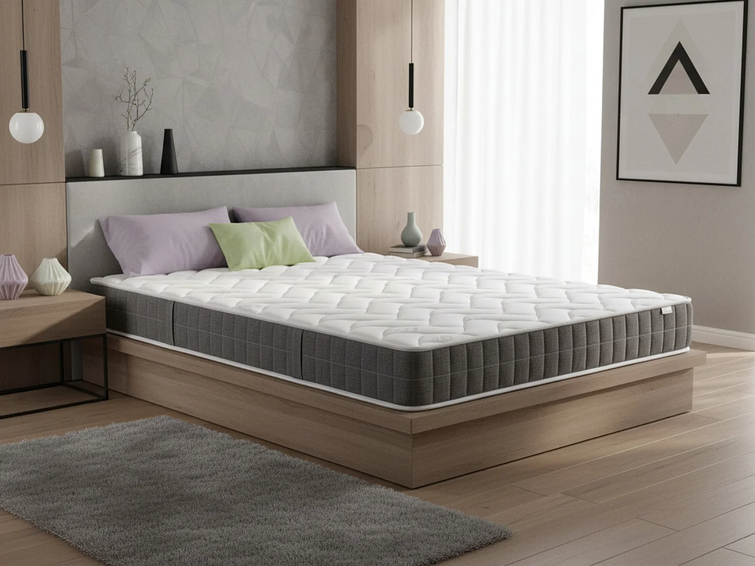 Matelas à Ressorts Ensachés BUDWING Leko (150x190x21 cm - Double Face de Confort)