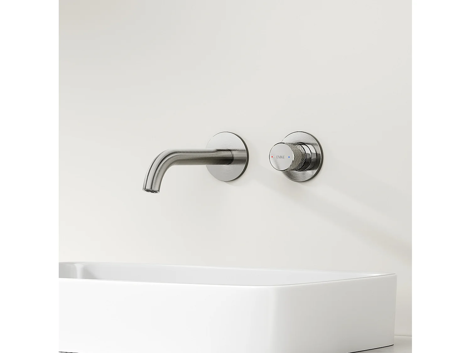 EMKE Mitigeur de lavabo mural encastrable bi-trou anthracite laiton cartouche céramique L.18 cm