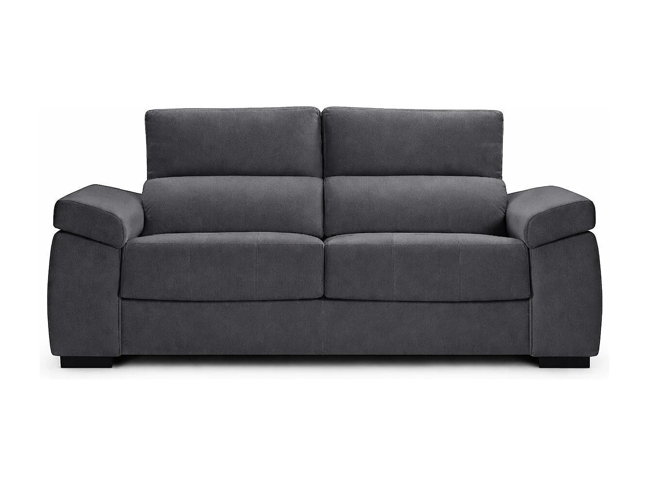 Canapé convertible têtières inclinables tissu gris charbon antitaches SIMON