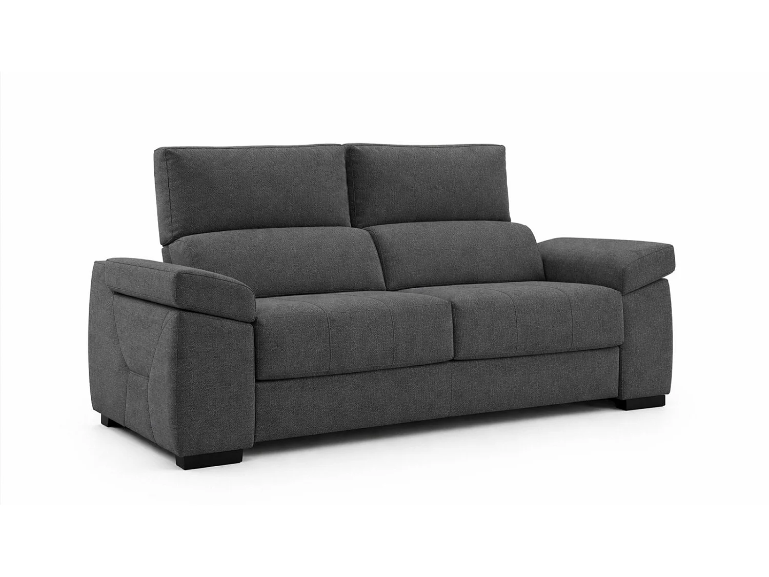 Canapé convertible têtières inclinables tissu gris charbon antitaches SIMON