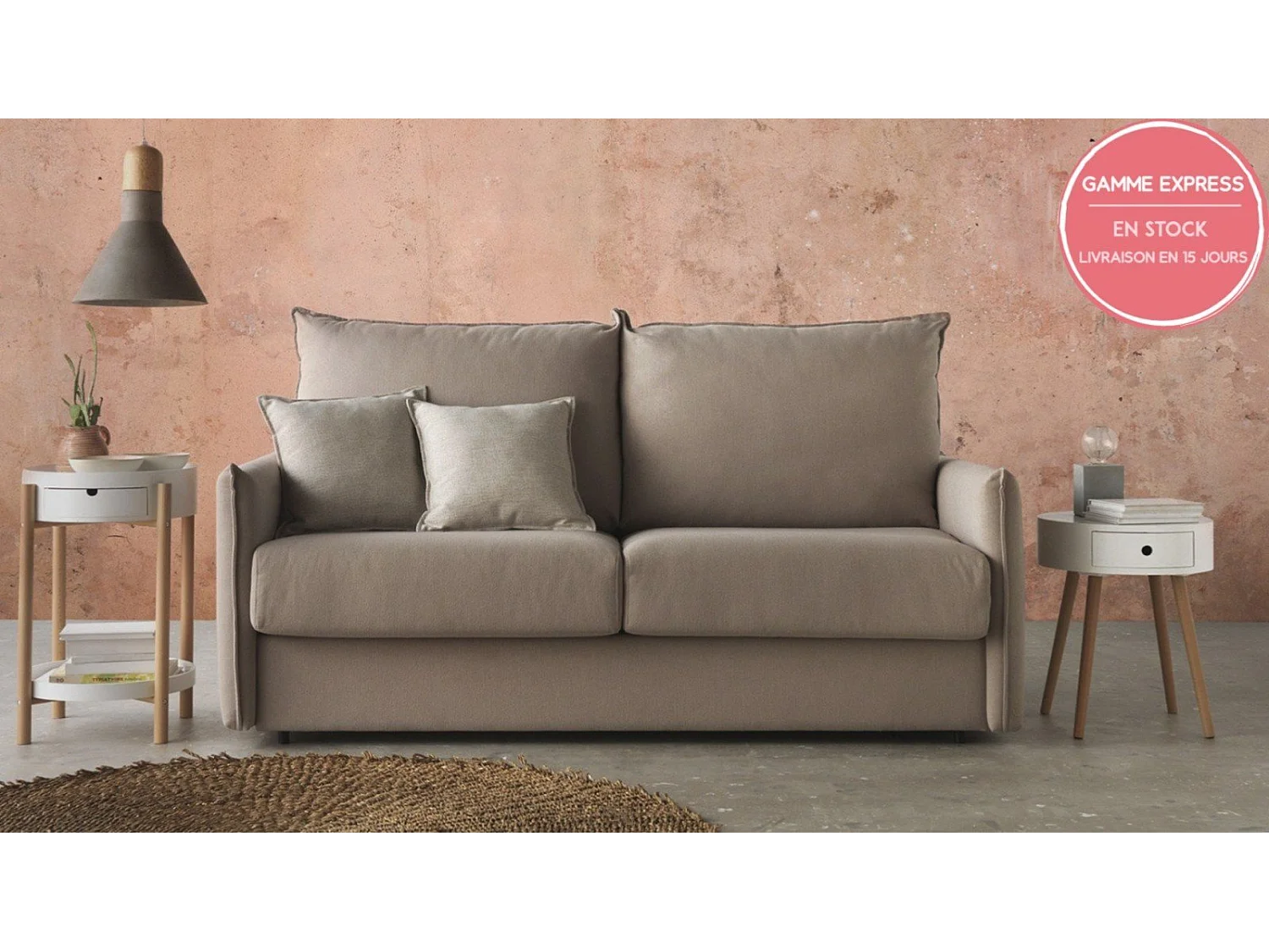 Canapé convertible 140x190 tissu Katya gris charbon CANET