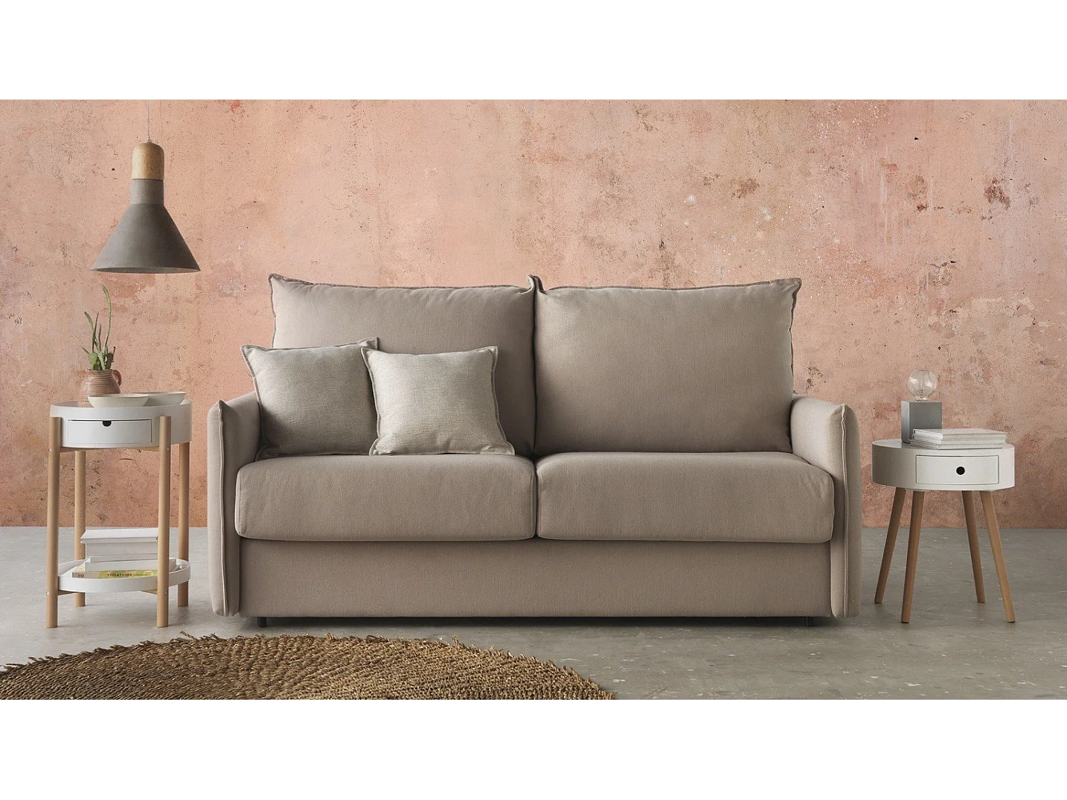 Canapé convertible 140x190 tissu Katya gris charbon CANET
