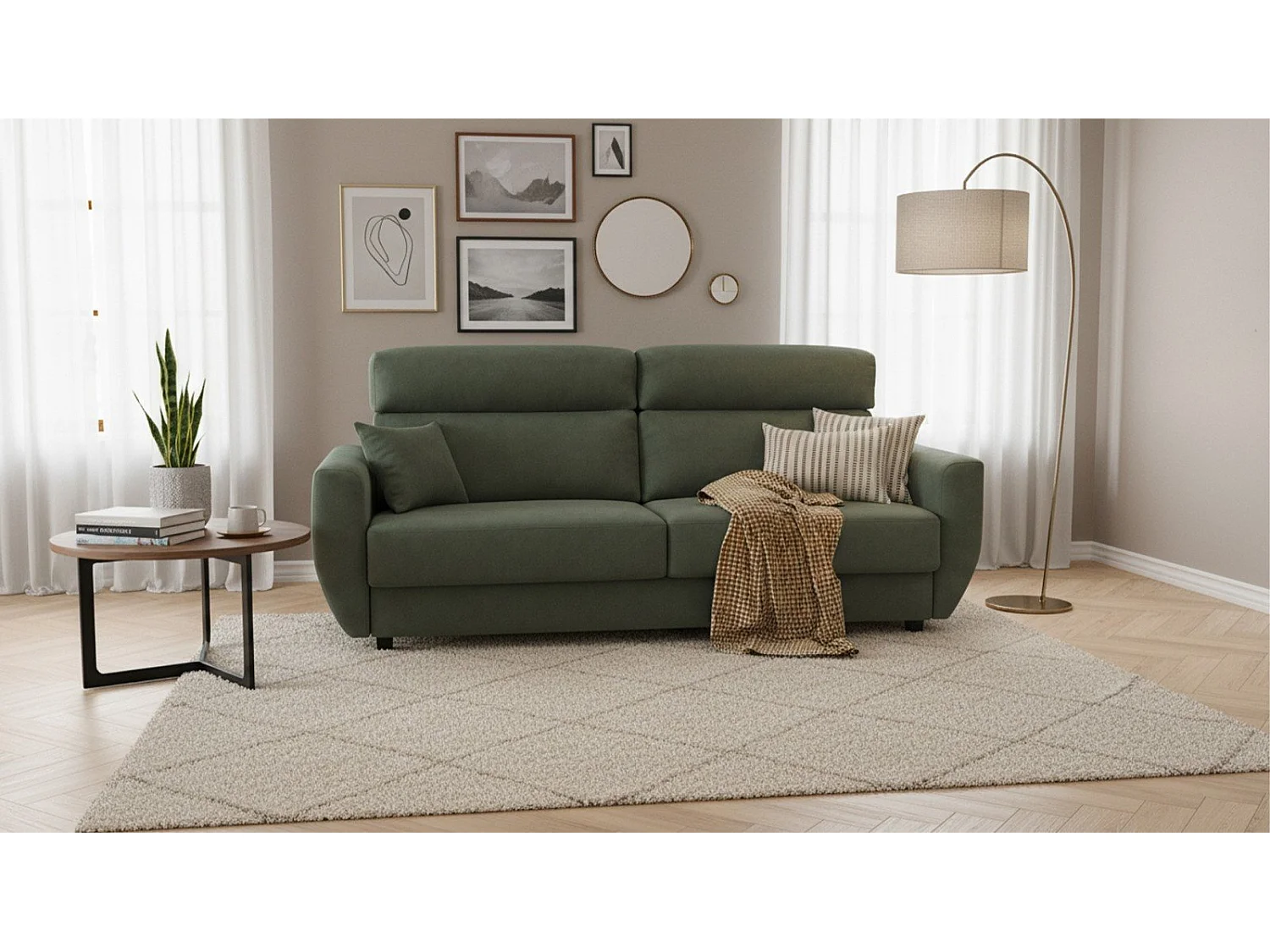 Canapé-lit tissi beige antitaches 140x190 ESPIGUETTE