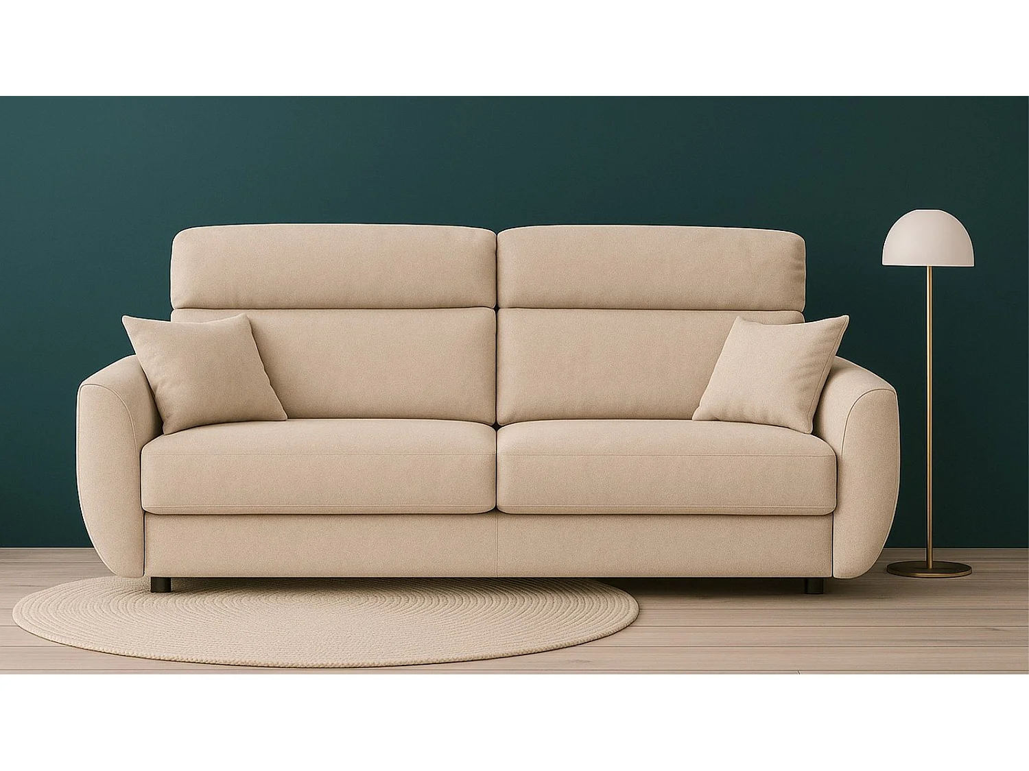 Canapé-lit tissi beige antitaches 140x190 ESPIGUETTE