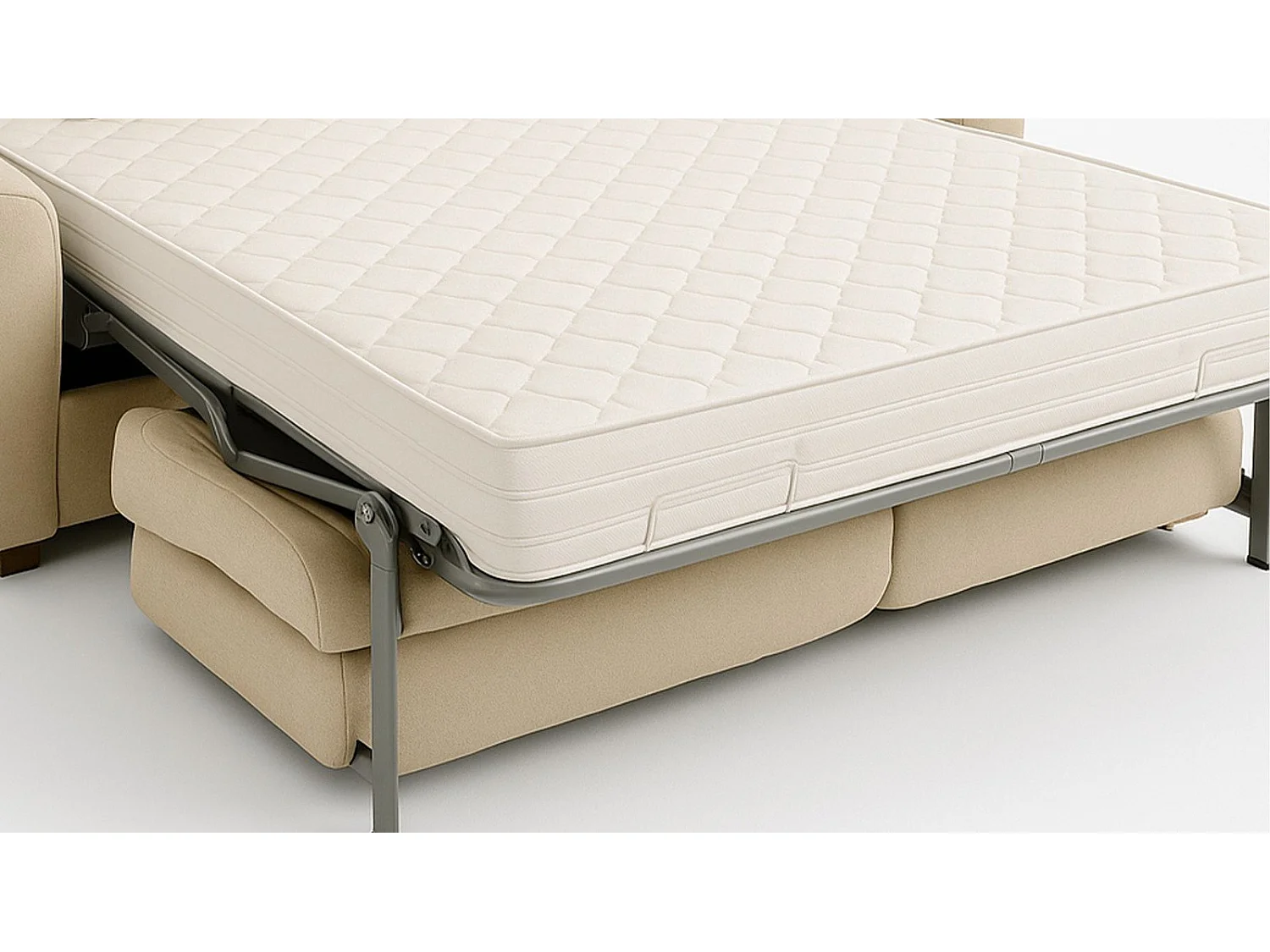 Canapé-lit tissi beige antitaches 140x190 ESPIGUETTE