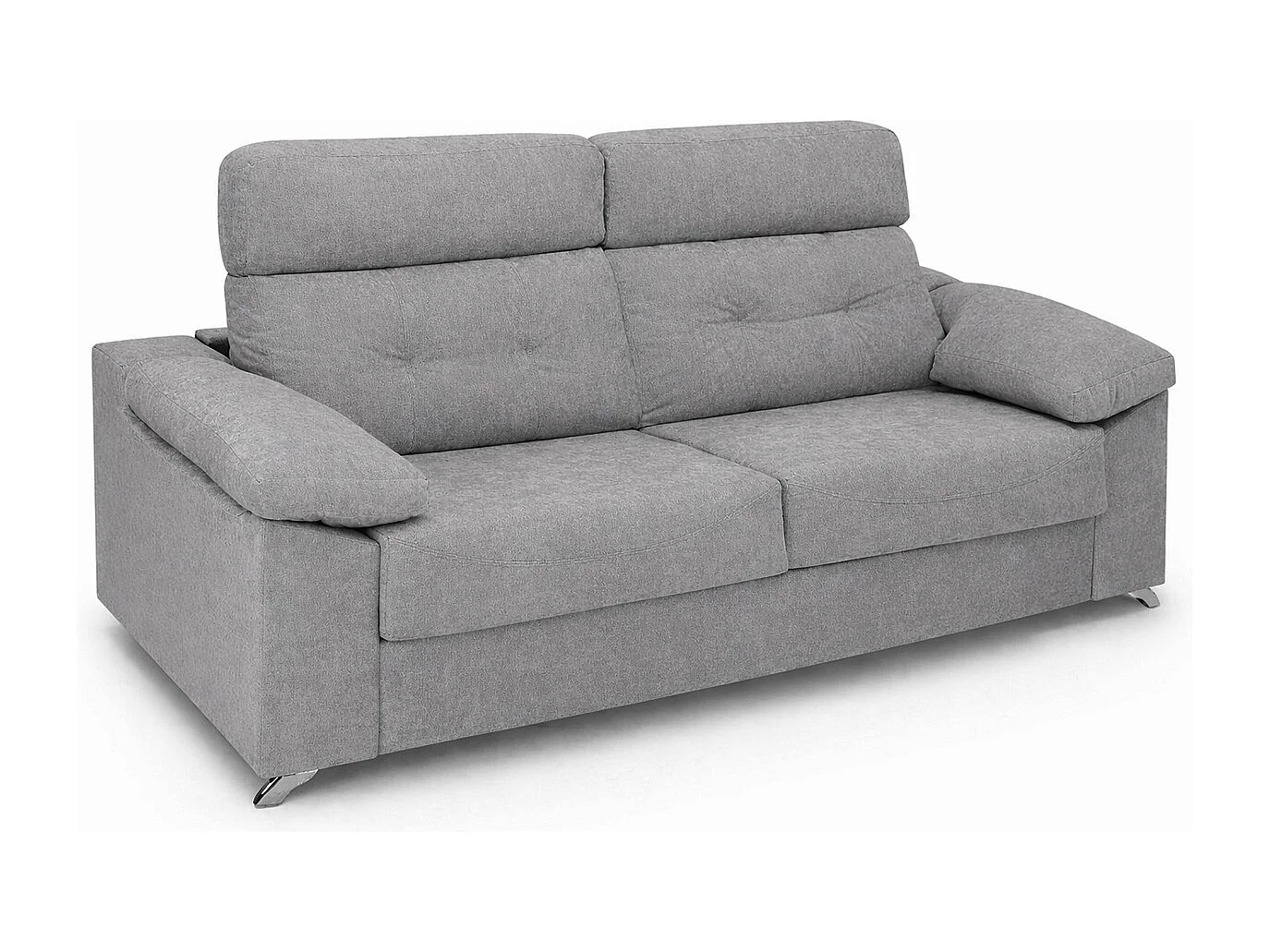 Canapé convertible tissu antitaches Indico gris medium PALAVAS 140x190 avec accoudoirs sieste