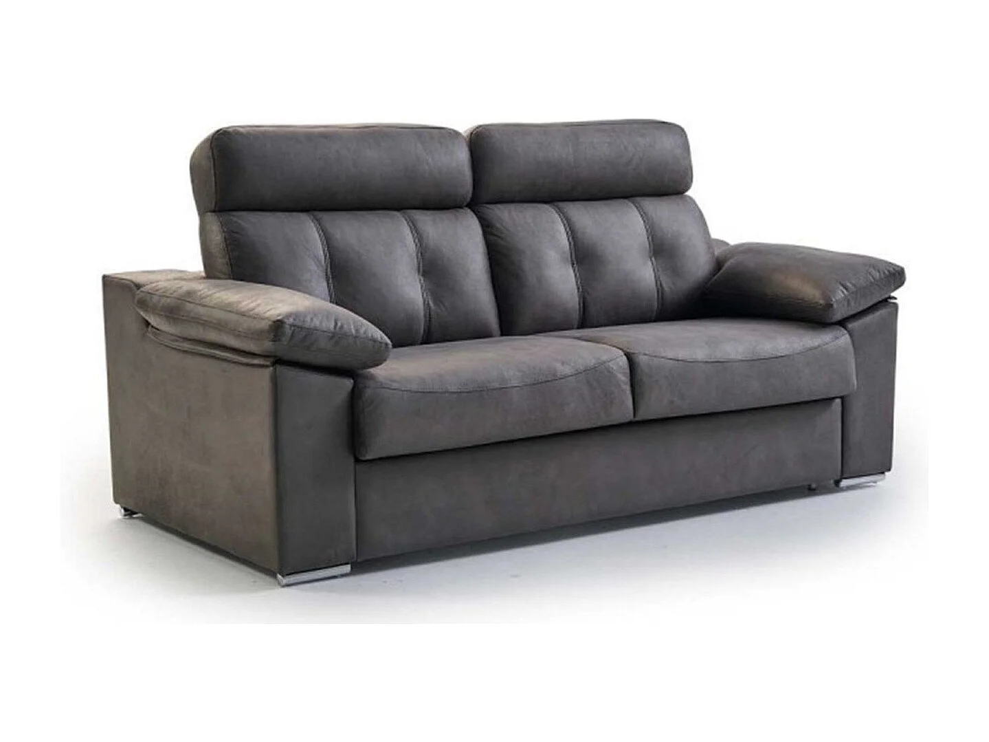 Canapé convertible tissu antitaches Indico gris medium PALAVAS 140x190 avec accoudoirs sieste