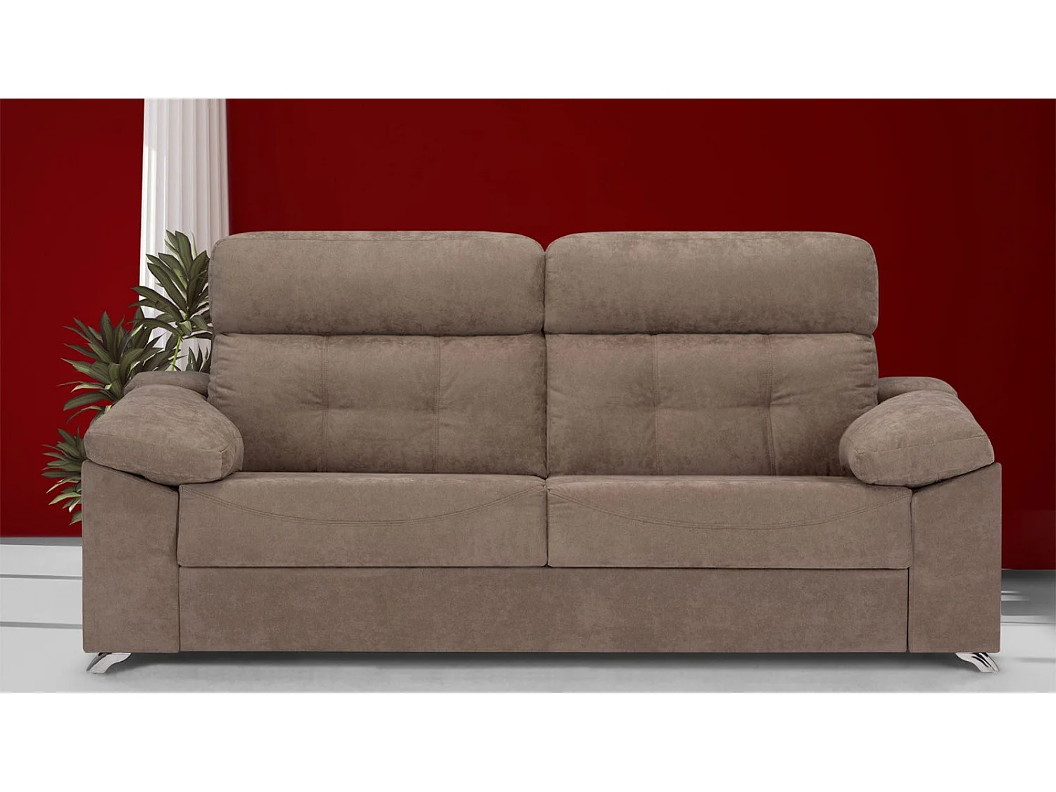 Canapé convertible tissu antitaches Indico gris medium PALAVAS 140x190 avec accoudoirs sieste