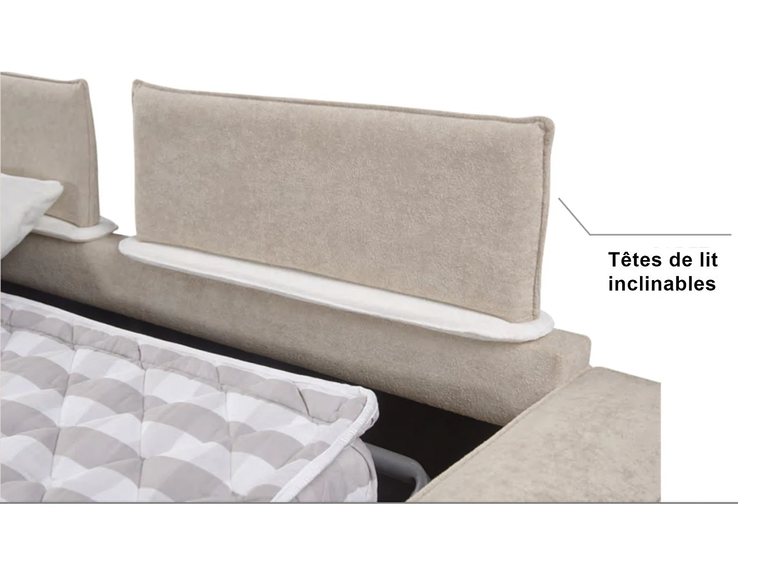 Canapé convertible avec topper tissua ntitaches Ornella gris BELVÉDÈRE