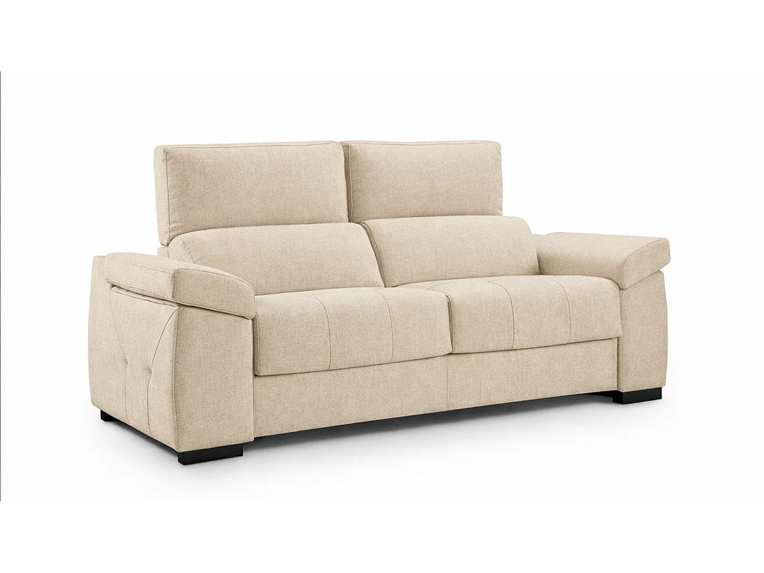 Canapé convertible têtières inclinables tissu beige antitaches Indico 140x190 SIMON