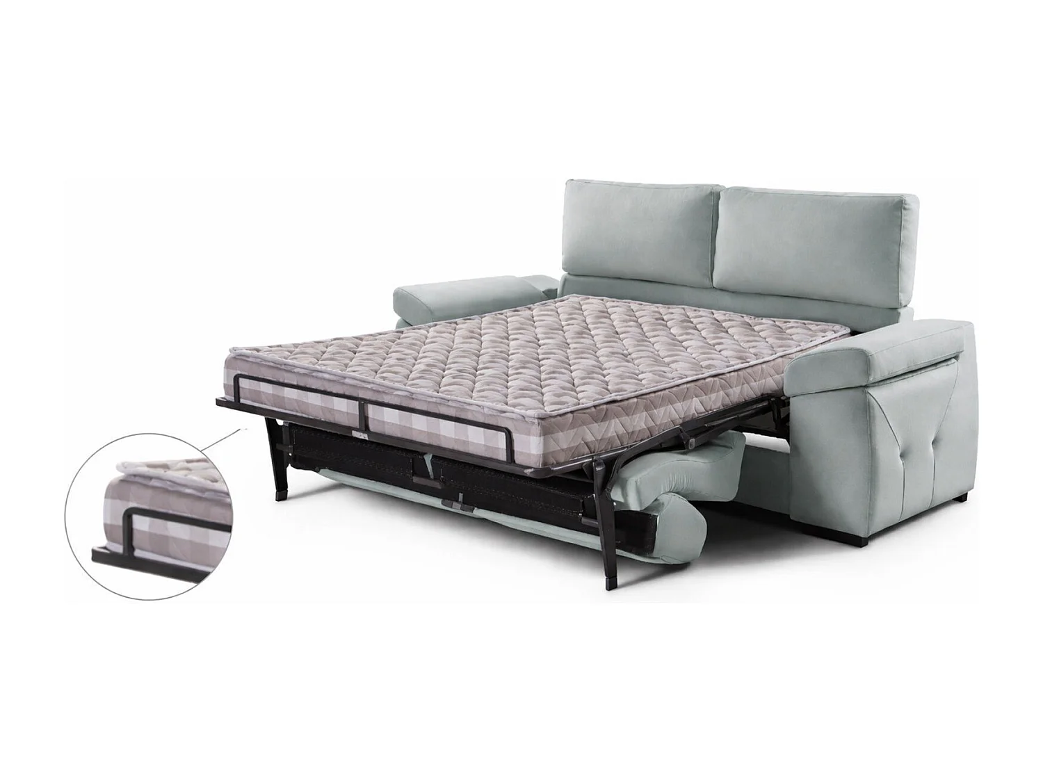 Canapé convertible têtières inclinables tissu beige antitaches Indico 140x190 SIMON