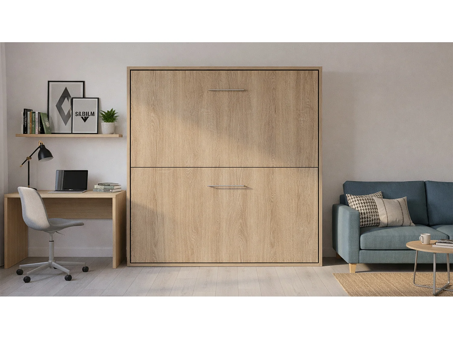Lit superposé horizontal escamotable chên clair cambrian 90x190 BIARRITZ