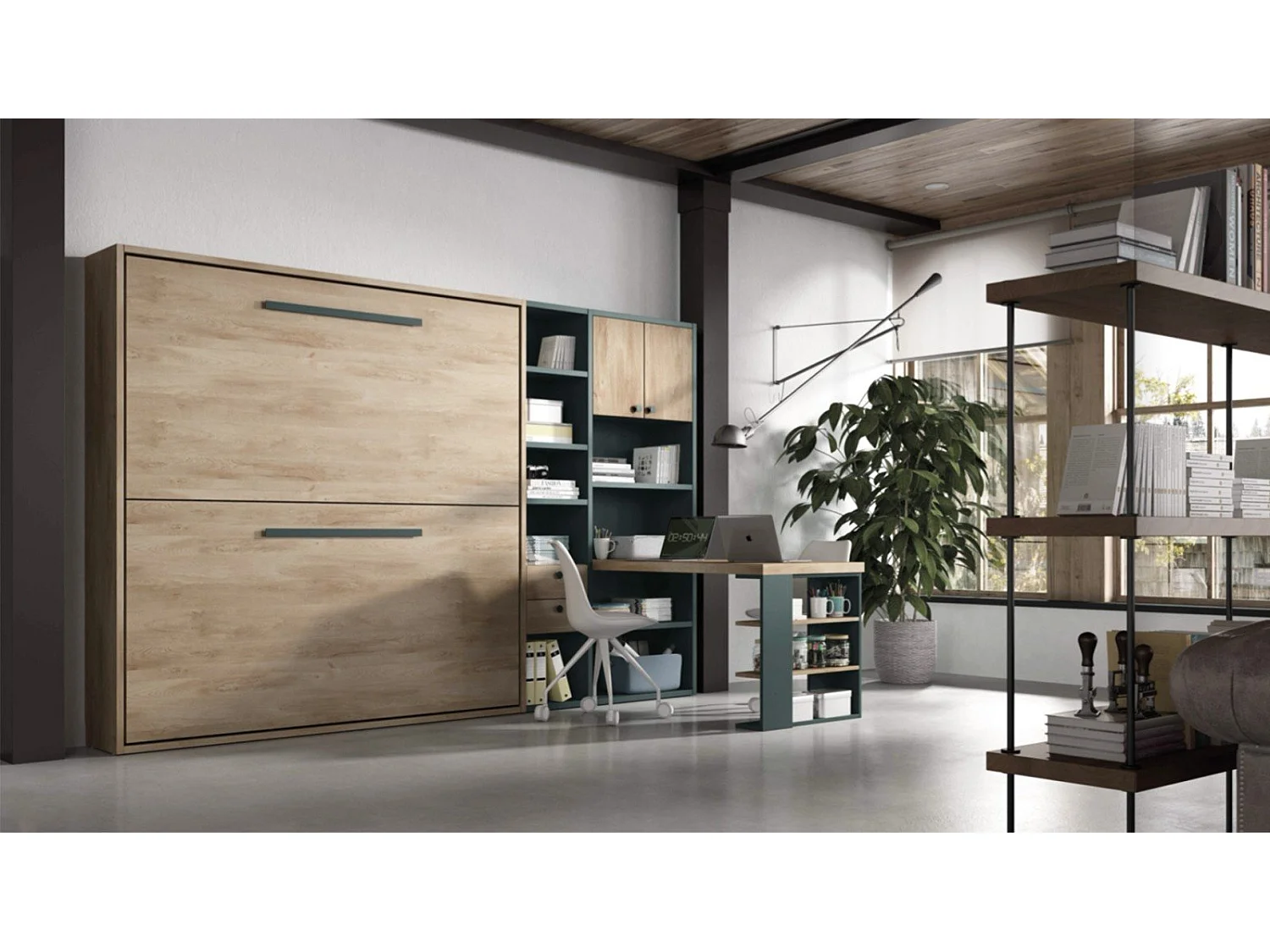 Lit superposé horizontal escamotable chên clair cambrian 90x190 BIARRITZ