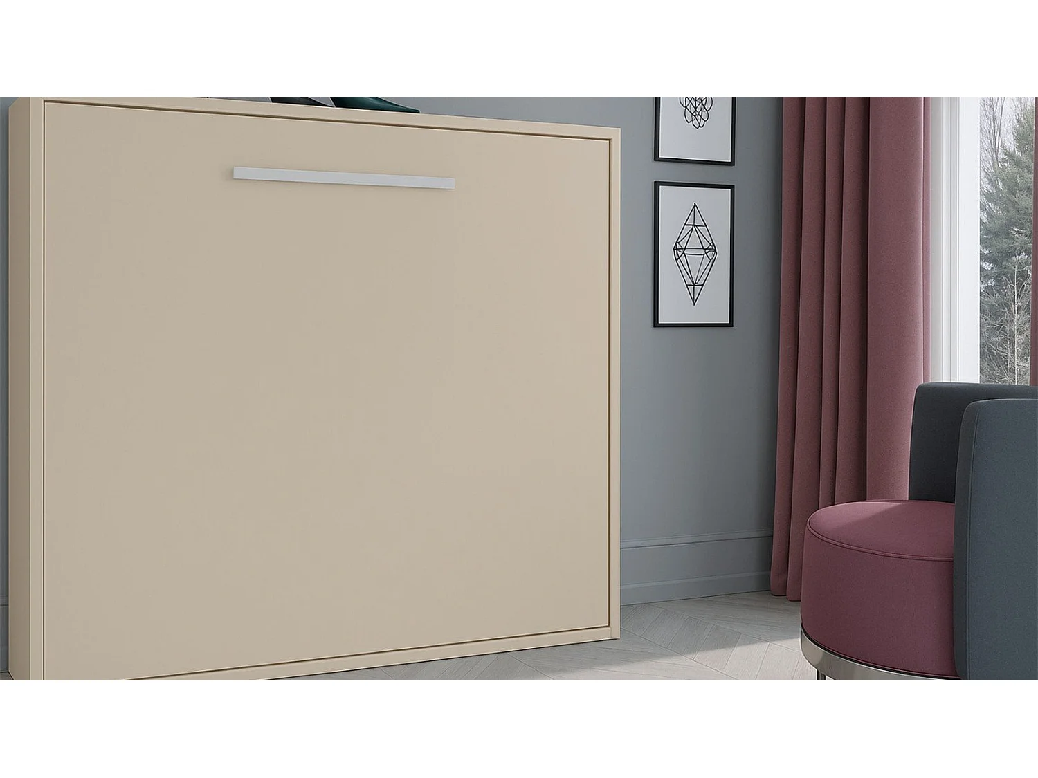 Lit escamotable horizontal chêne cambrian 140x190 CANNES