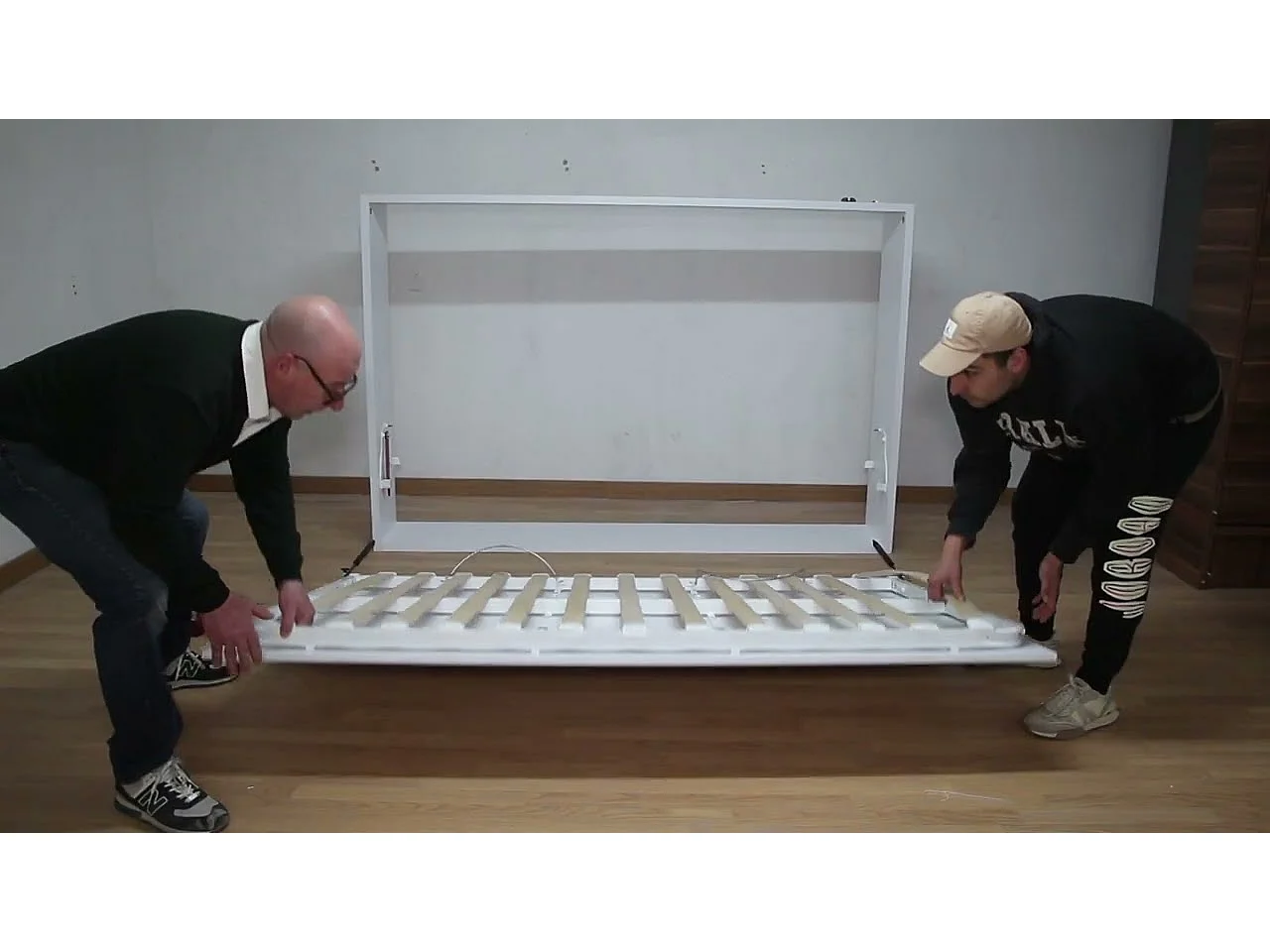 Lit escamotable horizontal blanc mat 140x190 CANNES