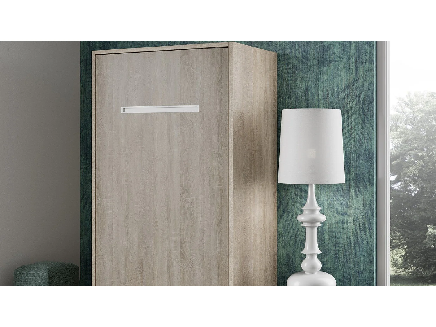 Letto a castello verticale a scomparsa SARLAT bianco opaco 90x190