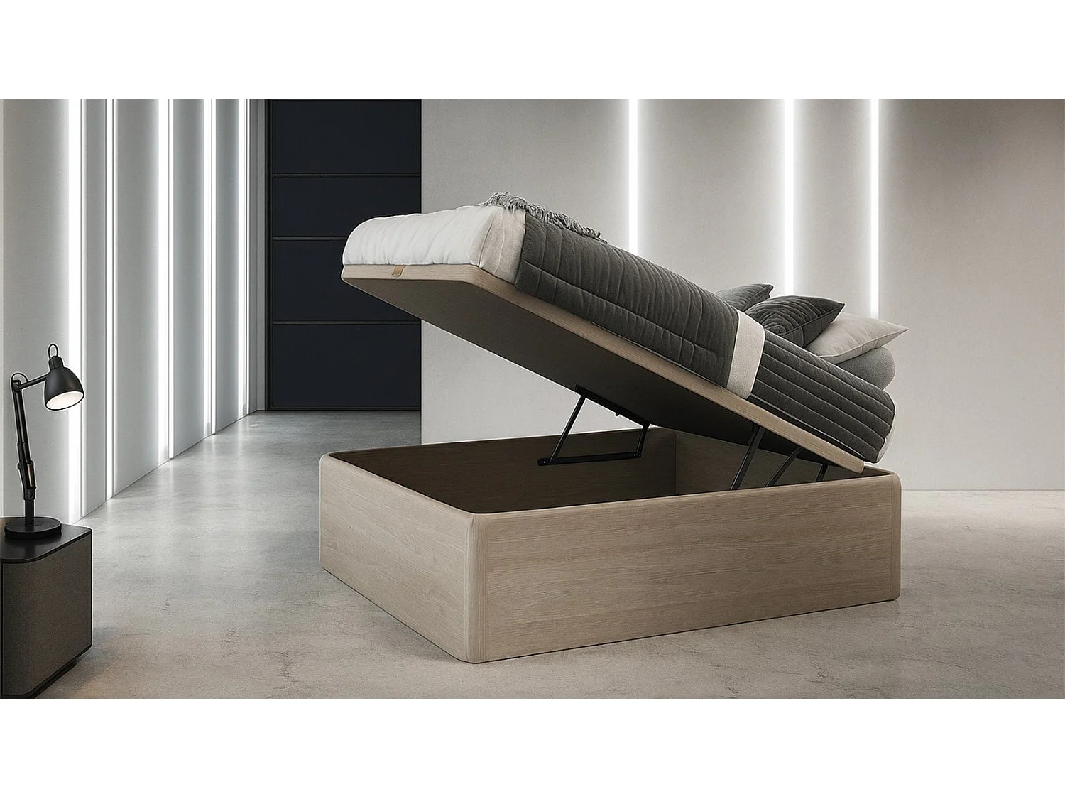 Lit coffre chêne cambrian hauteur 43 cm 140x190 BIG BOOTS