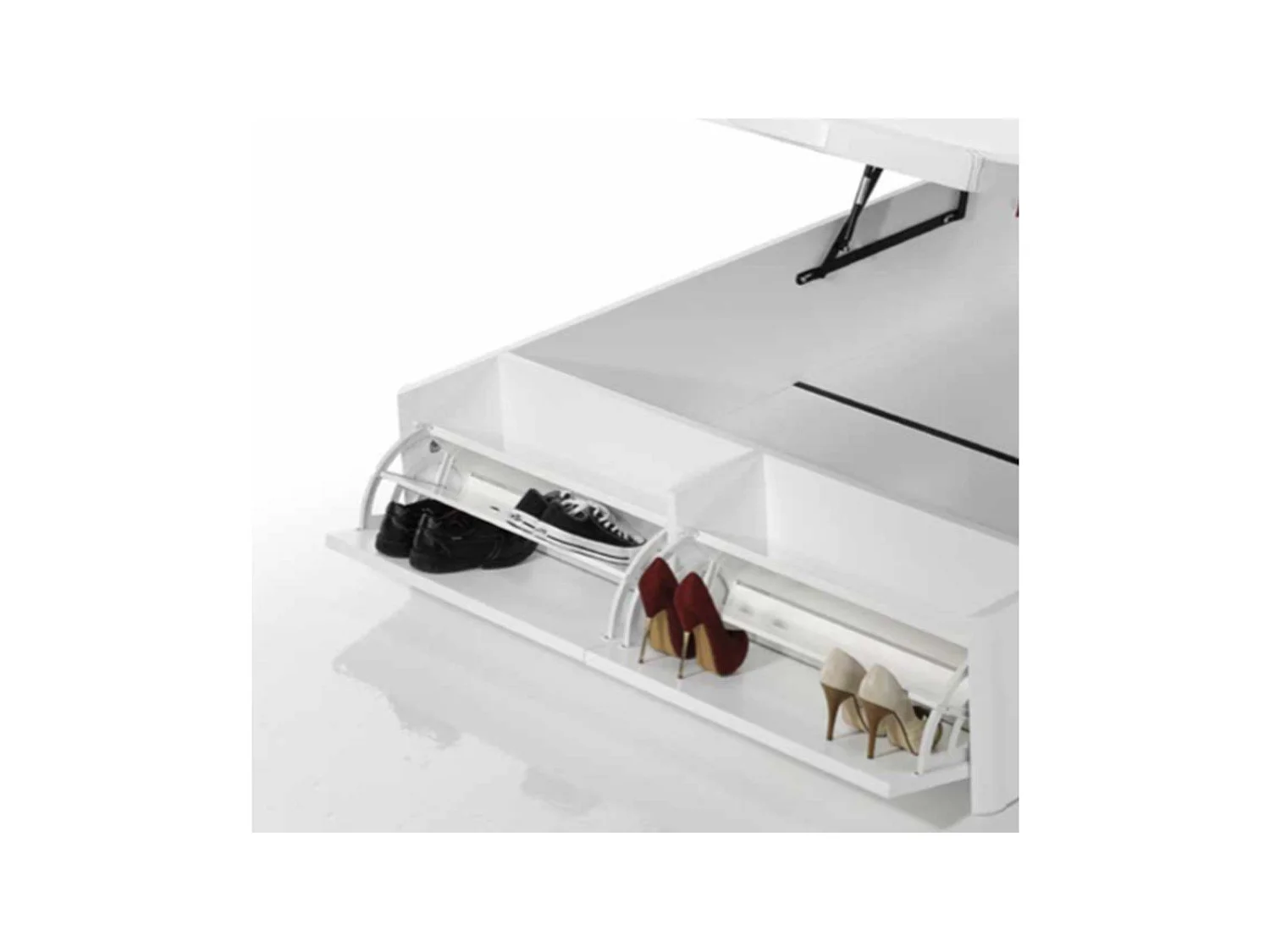 Lit coffre 2 abattants blanc mat H41 cm 140x190 LEUCATE