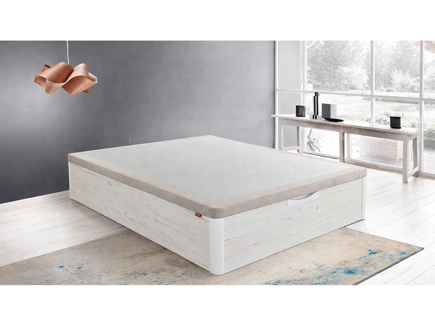 Lit coffre bois blanc mat hauteur 43 cm 140x190 BIG BOOTS