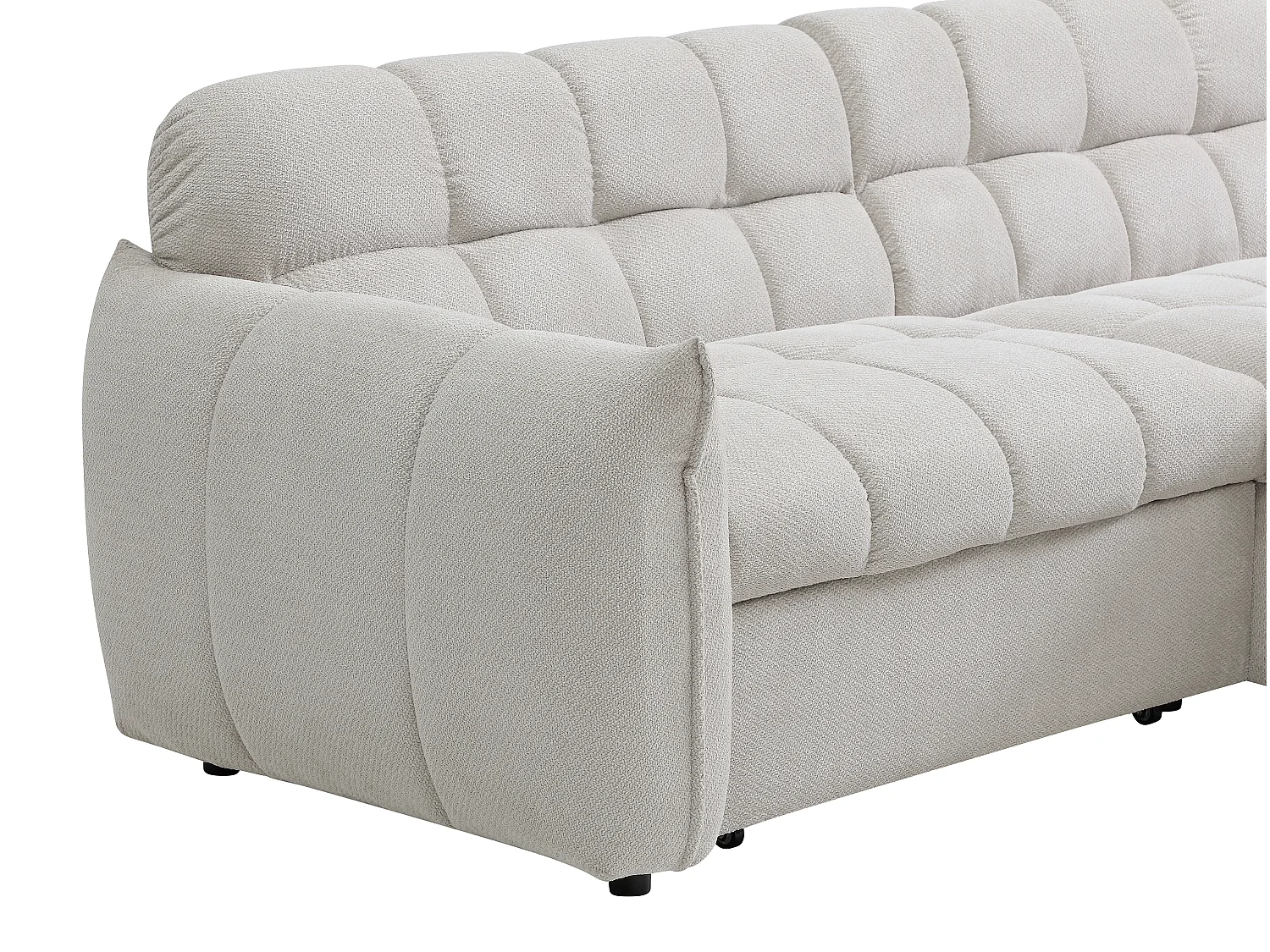 Canapé d'angle réversible convertible en tissu texturé crème LIROBI