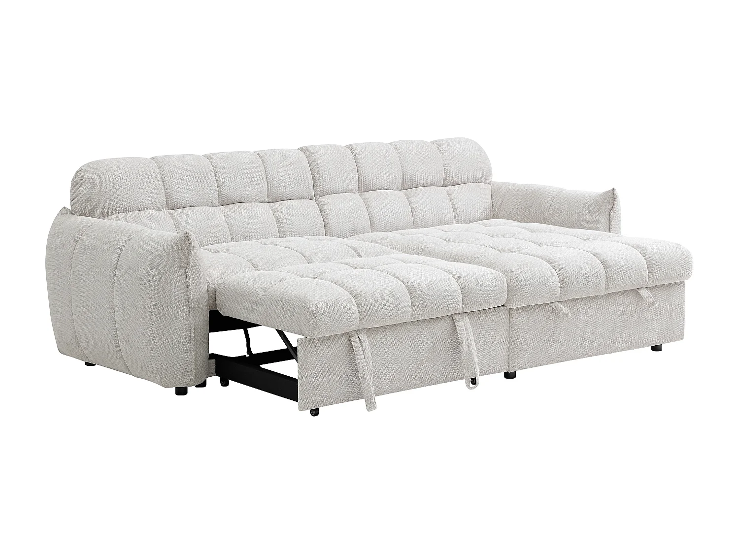 Canapé d'angle réversible convertible en tissu texturé crème LIROBI